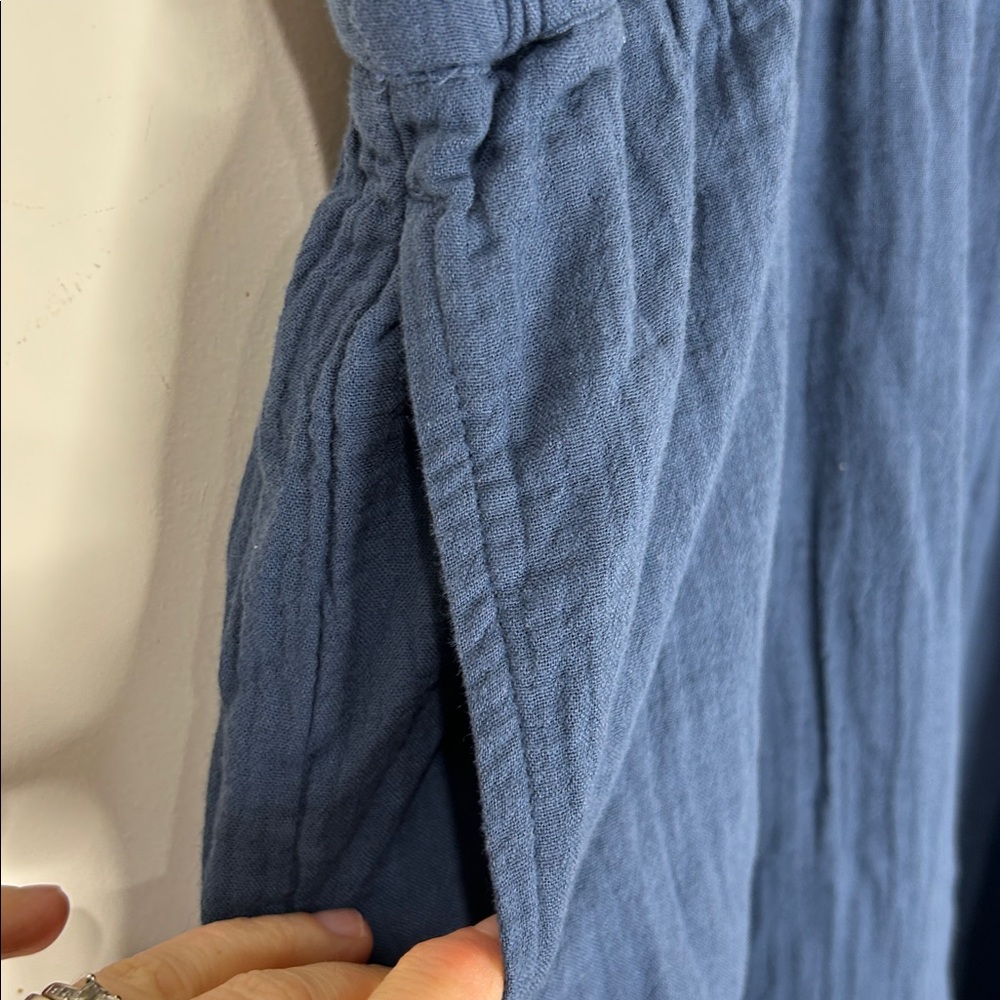 Pact Coastal Double Gauze Split Hem Pant Cotton Wide Leg Drawstring Blue XXL - Picture 6 of 15